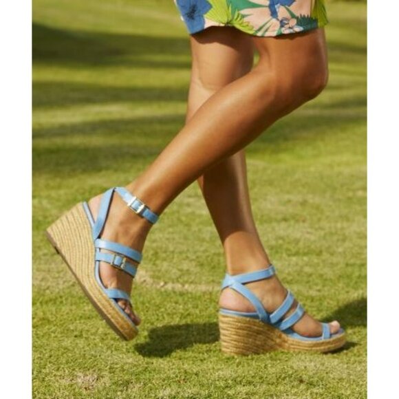 NWOB Vionic Women's Sabina Blue Strappy Wedge Espadrille Sandals Sz 8 037 - Picture 2 of 16